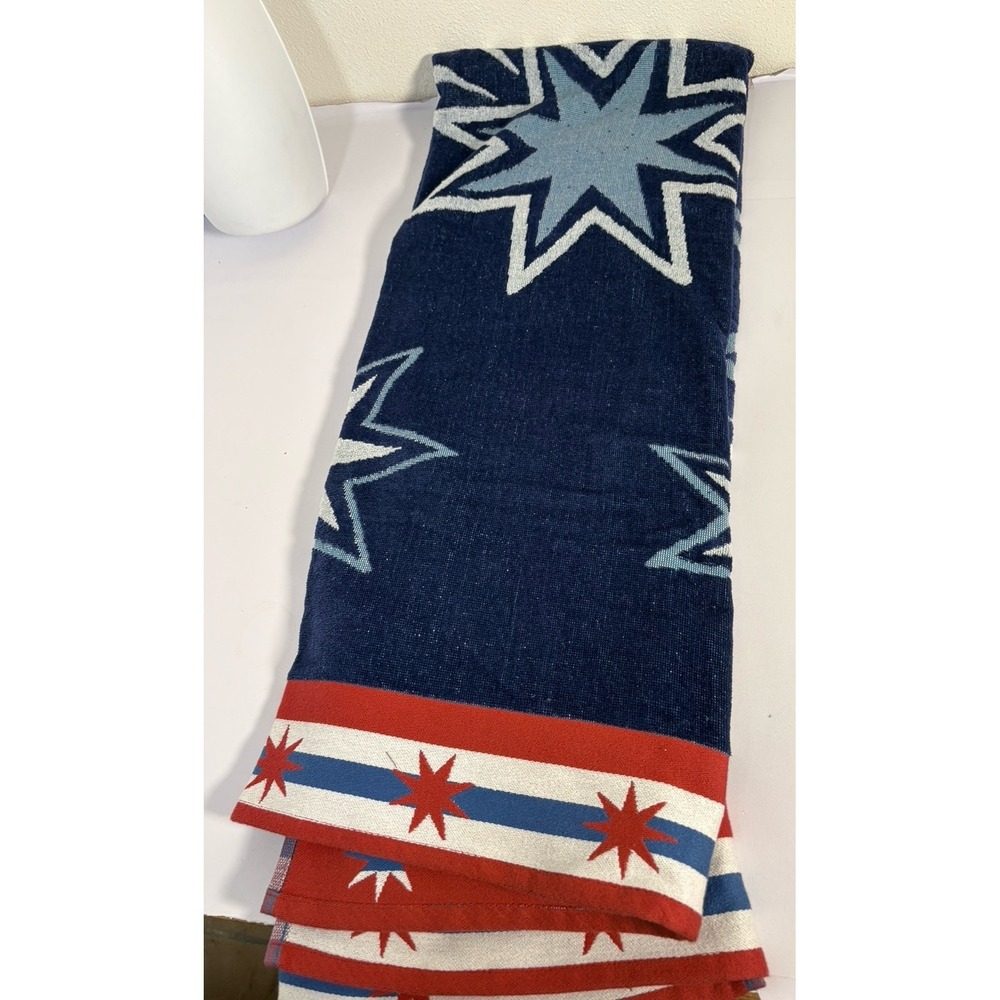 Vtg Kmart Beach Towel Stars & Fireworks American Patriotic 100% Cotton Pool Gear - Picture 3 of 10
